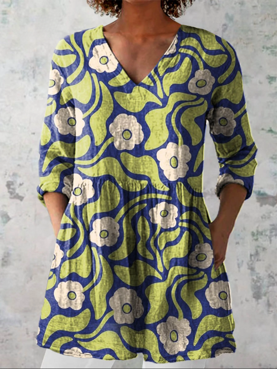 Élodie | Blouse longue à col V