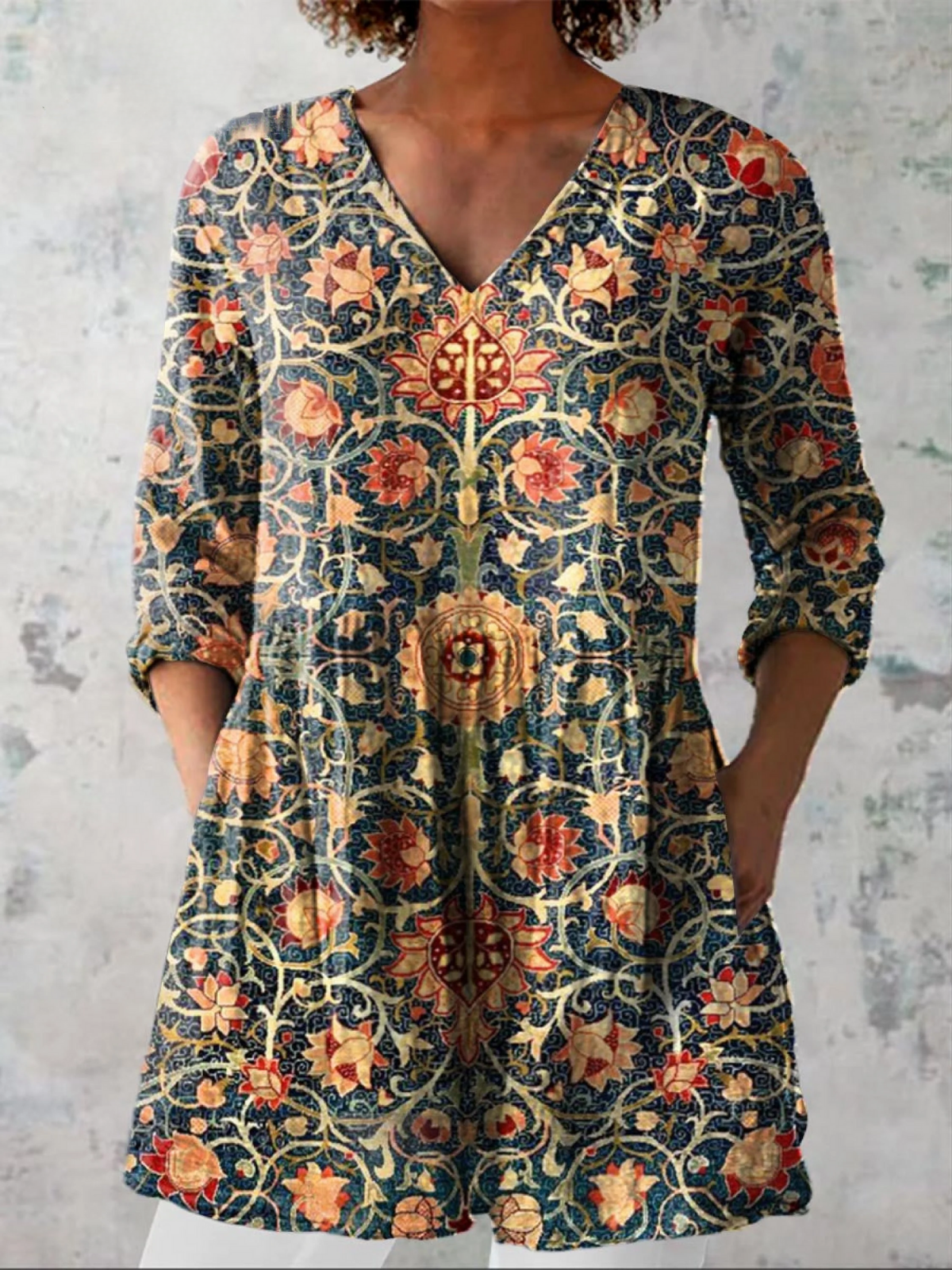 Céline | Blouse longue à col V