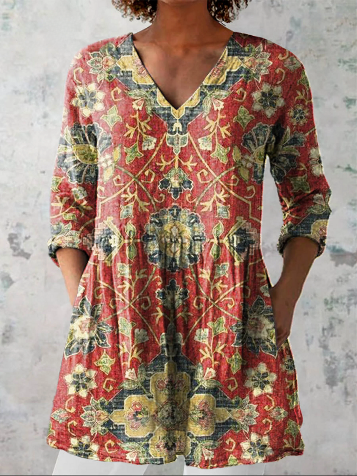 Léa | Blouse longue à col V