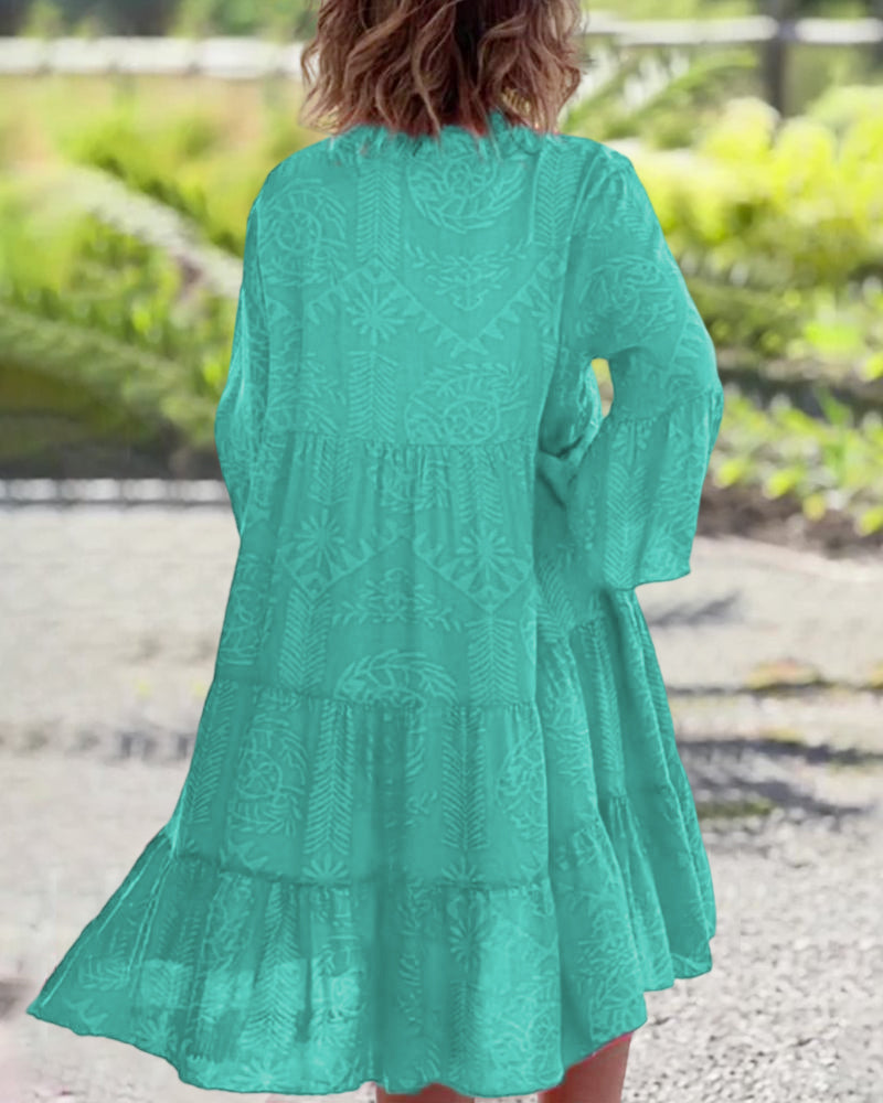 Robe élégante boho chic Joyce, vue de profil – Valloro Paris