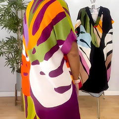 Robe à imprimé abstrait Rianna, détail du motif – Valloro Paris