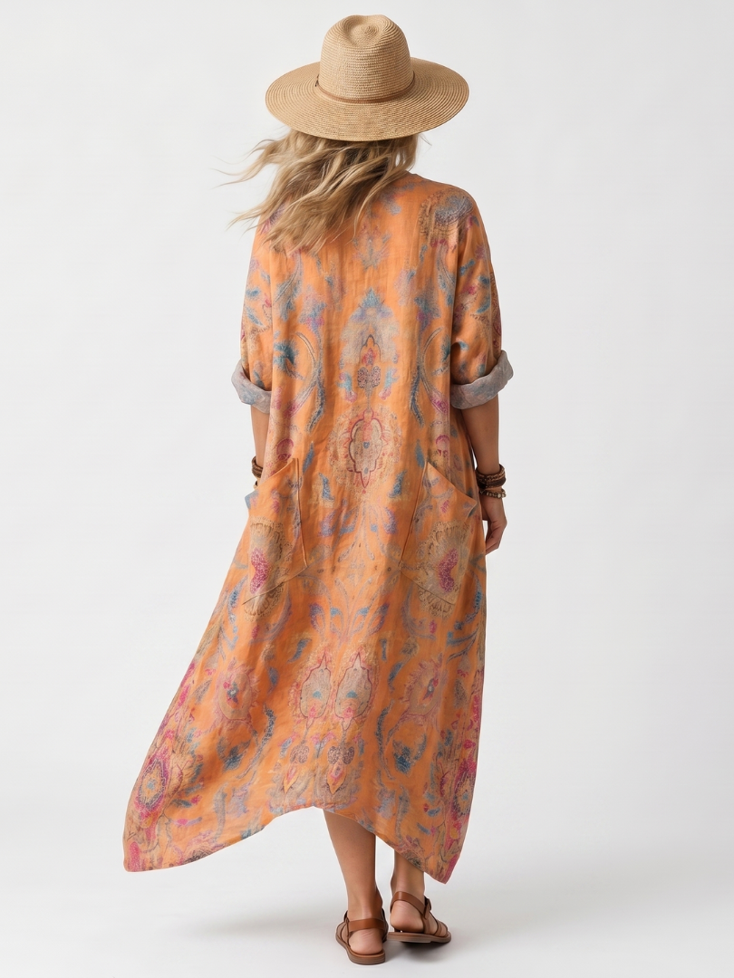 Valloro™ | Robe Midi Imprimée à Poches Sophie