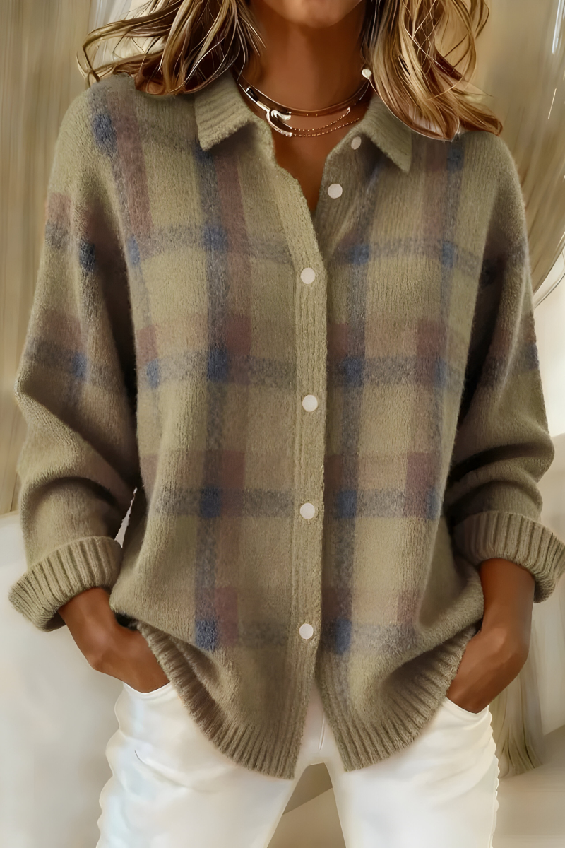 ANNA | CARDIGAN TRICOTÉ À CARREAUX