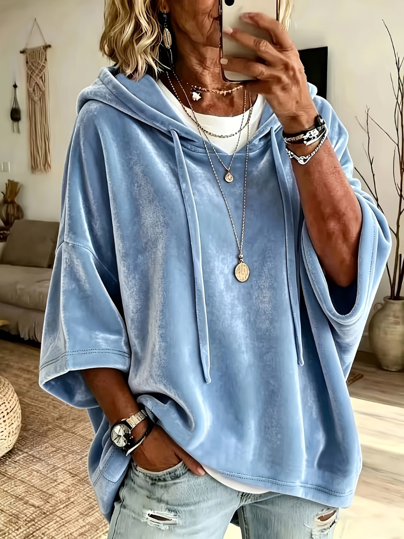 Luana | Sweat à capuche oversize en velours luxueux