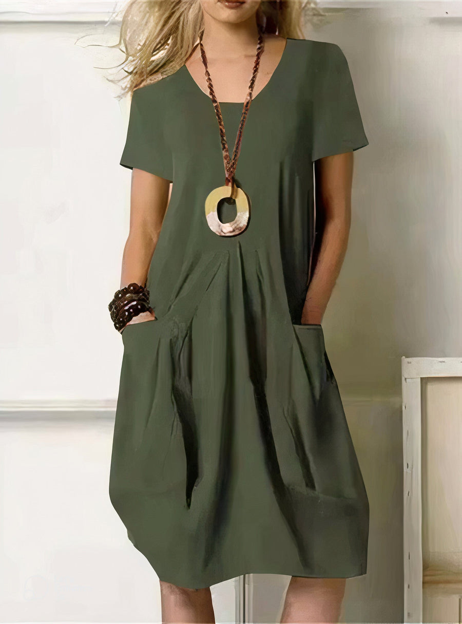 Robe décontractée fluide et féminine Ubud, vue de face – Valloro Paris