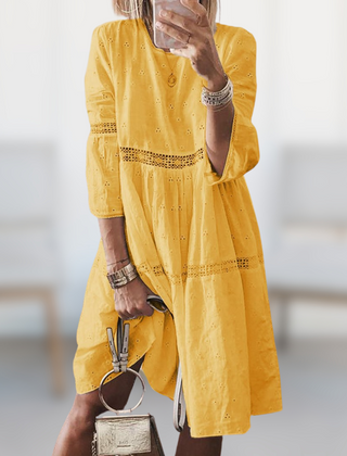 Robe d'été élégante Vera, détail du tissu – Valloro Paris