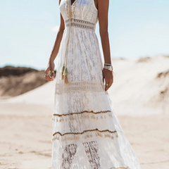 Robe boho fluide et féminine Allison, détail du tissu – Valloro Paris