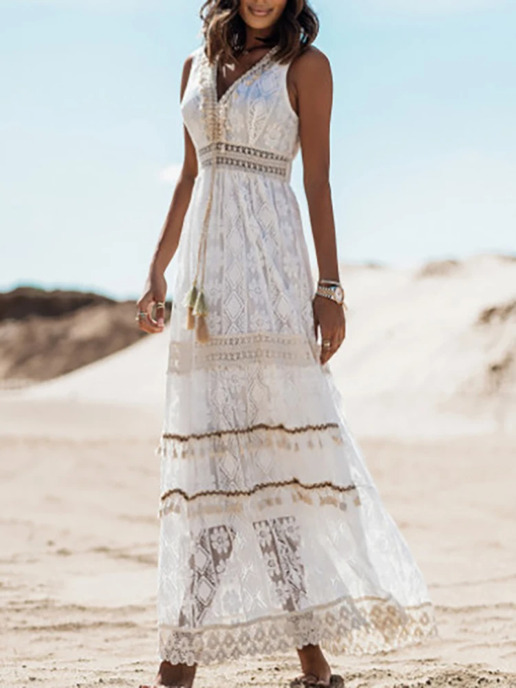 Robe boho fluide et féminine Allison, détail du tissu – Valloro Paris