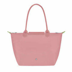 Cabas pliable en nylon à détails cuir Grand Sac Rose Pétale, porté à l’épaule – Valloro Paris