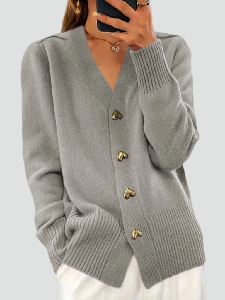 Cardigan en maille boutonné à col en V pour femme