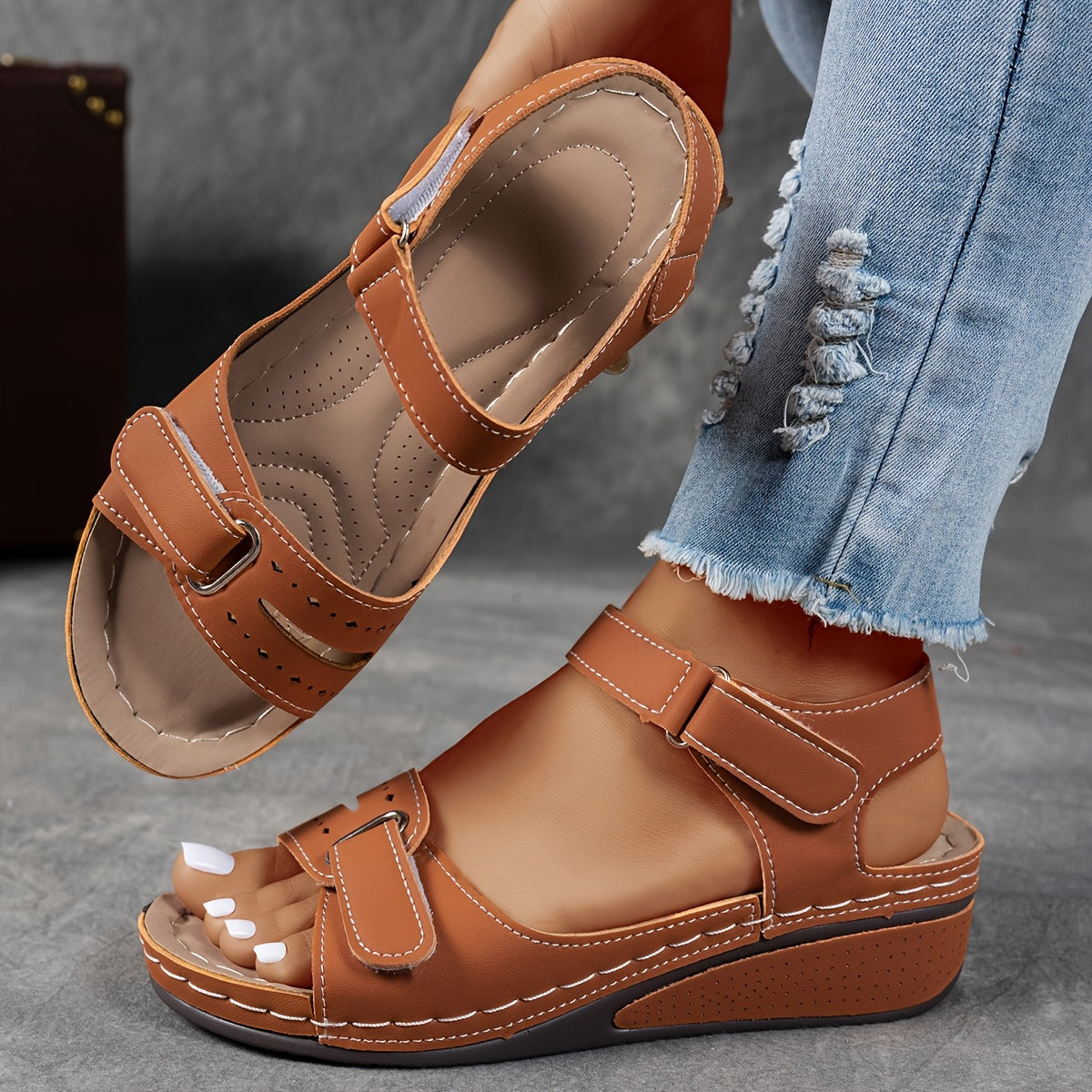 Sandales orthopédiques d'été Elsie, détail de la semelle – Valloro Paris