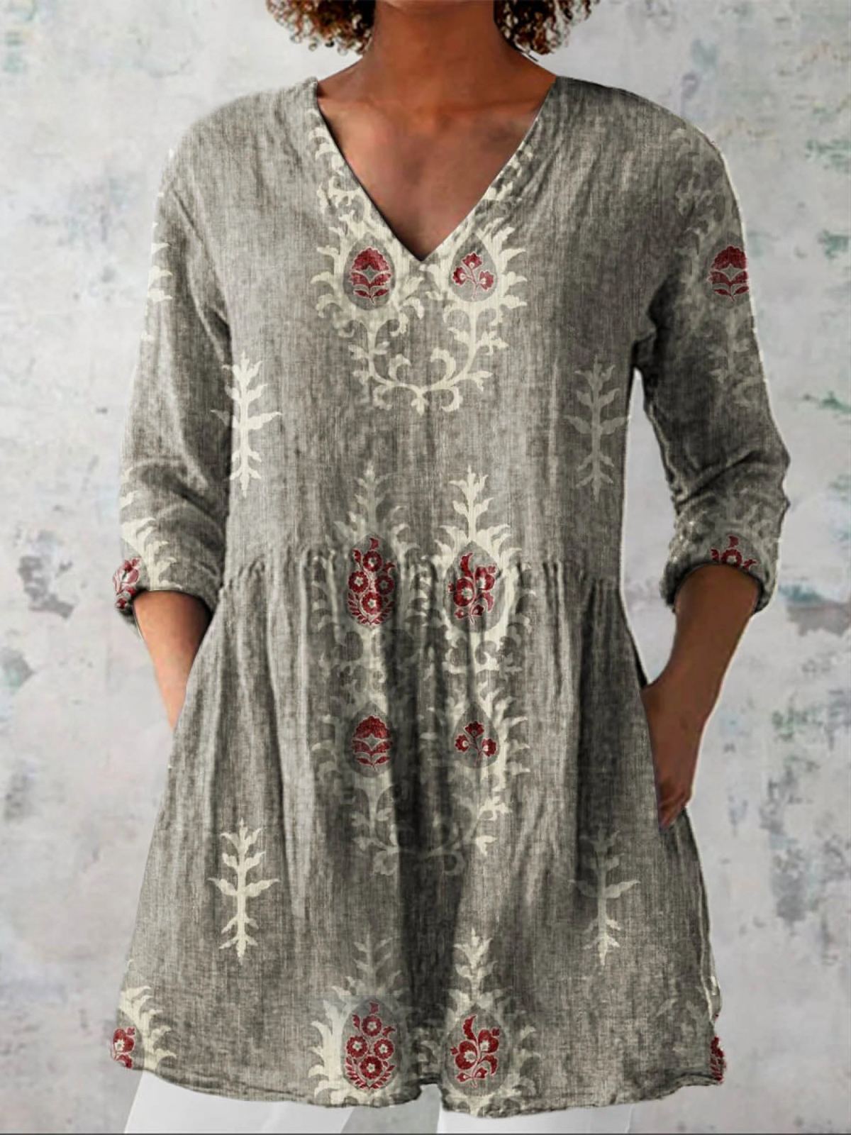 Élise | Blouse longue à col V