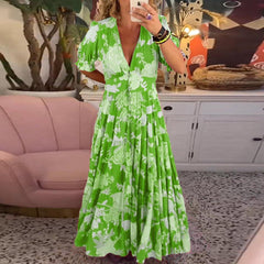Robe florale vibrante Floriana, présentation du coloris – Valloro Paris