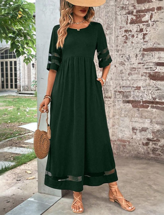 Robe midi gainante à effet ventre plat Aubrey, vue de profil – Valloro Paris