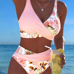 Bikini élégant à imprimé floral Léa, vue de face – Valloro Paris