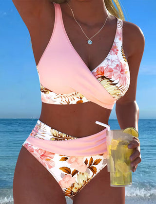 Bikini élégant à imprimé floral Léa, vue de face – Valloro Paris