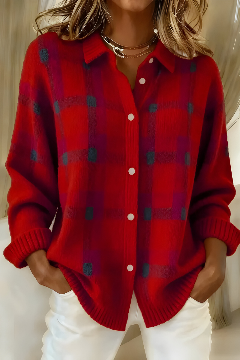 ANNA | CARDIGAN TRICOTÉ À CARREAUX