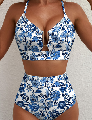 Bikini taille haute à carreaux Léa, vue de profil – Valloro Paris