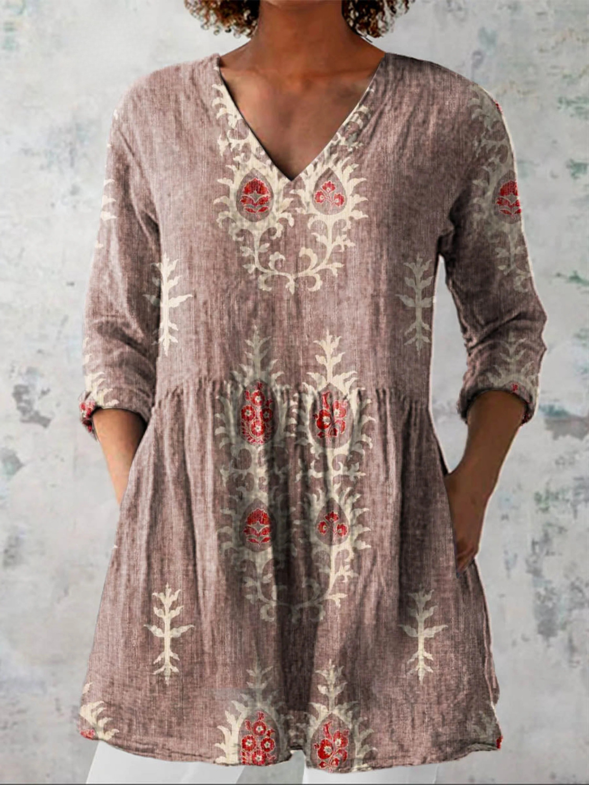 Élise | Blouse longue à col V