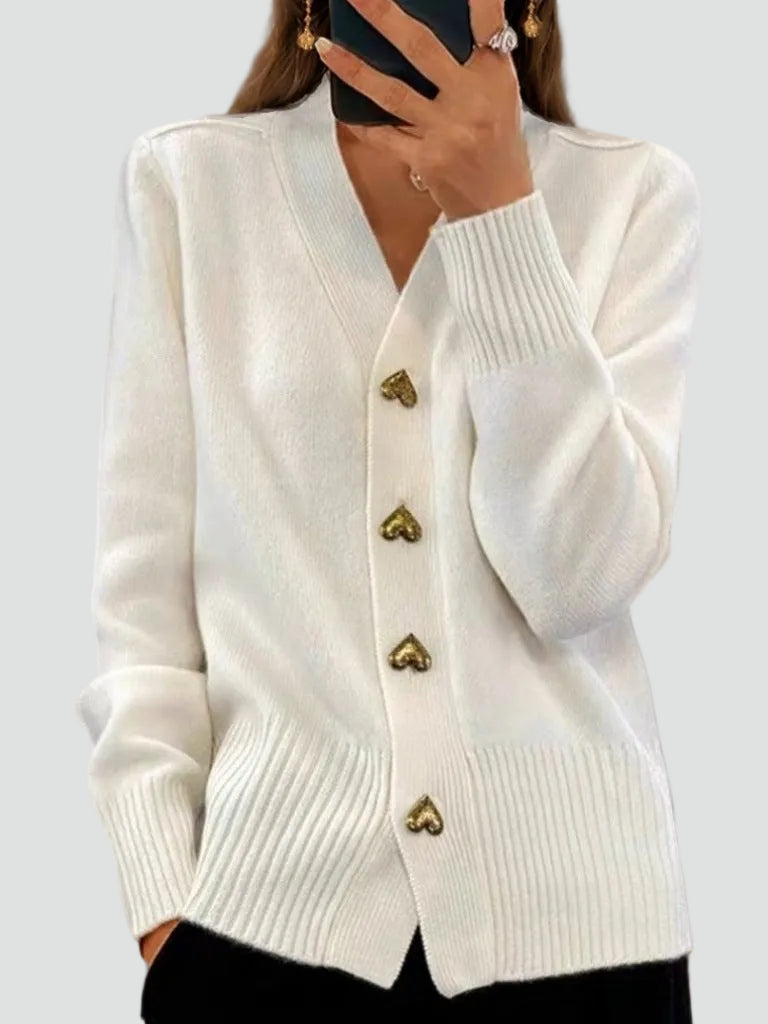 Cardigan en maille boutonné à col en V pour femme