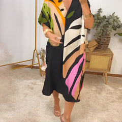 Robe à imprimé abstrait Rianna, vue de dos – Valloro Paris