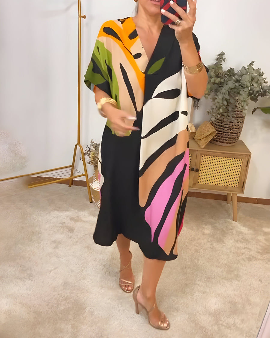 Robe à imprimé abstrait Rianna, vue de dos – Valloro Paris