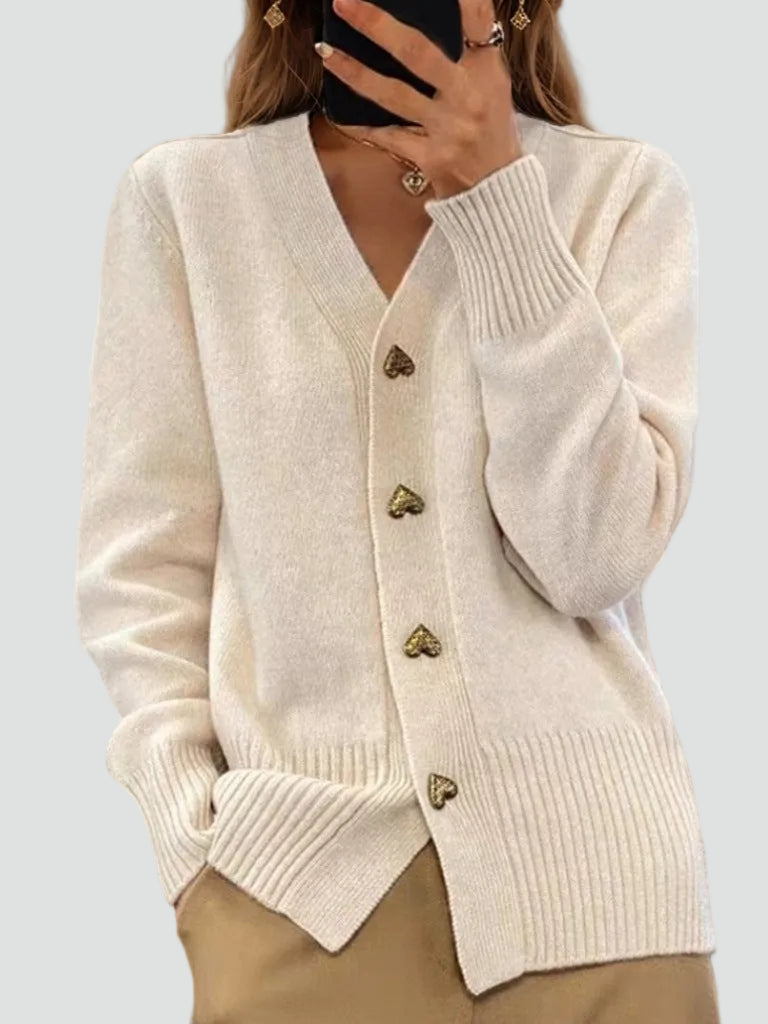 Cardigan en maille boutonné à col en V pour femme