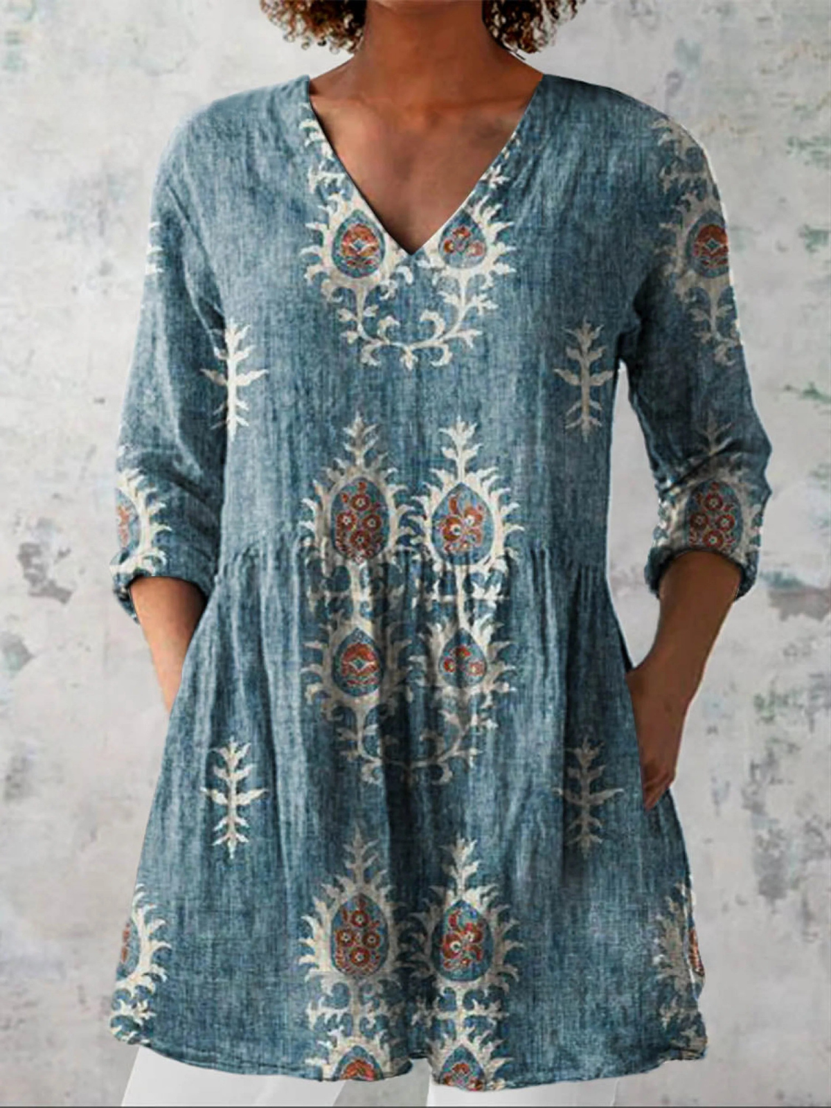 Élise | Blouse longue à col V