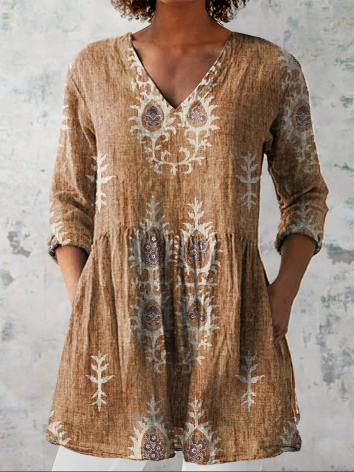 Élise | Blouse longue à col V