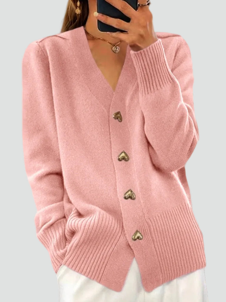 Cardigan en maille boutonné à col en V pour femme