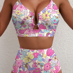 Bikini taille haute à carreaux Léa, vue complète du modèle – Valloro Paris