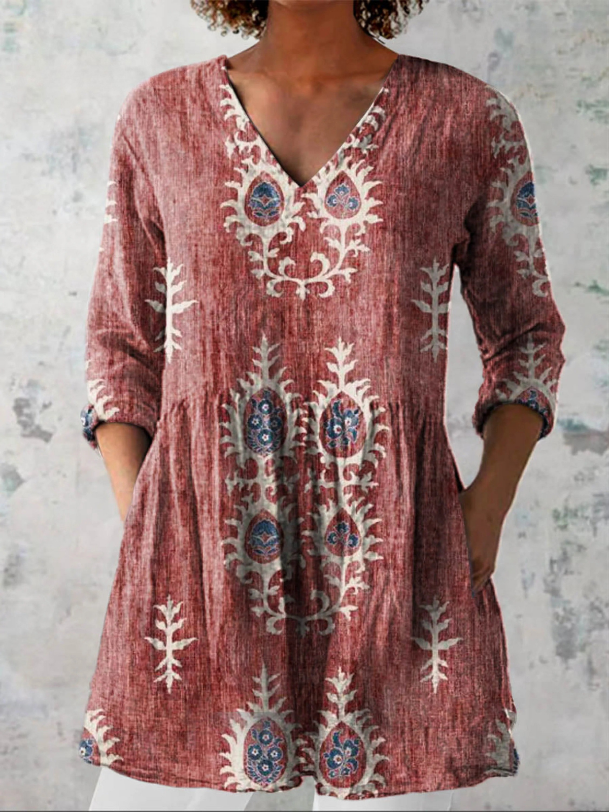 Élise | Blouse longue à col V