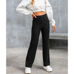 Pantalon stretch taille haute flexible Adalee, détail du motif – Valloro Paris