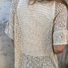 Gilet en maille ajourée Camille, détail du tissu – Valloro Paris