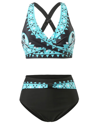 Bikini tendance à imprimé coloré avec haut de maintien Nia, détail des finitions – Valloro Paris
