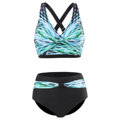 Bikini tendance à imprimé coloré avec haut de maintien Nia, vue complète du modèle – Valloro Paris