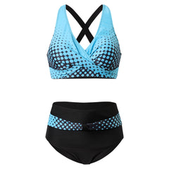 Bikini tendance à imprimé coloré avec haut de maintien Nia, vue rapprochée – Valloro Paris
