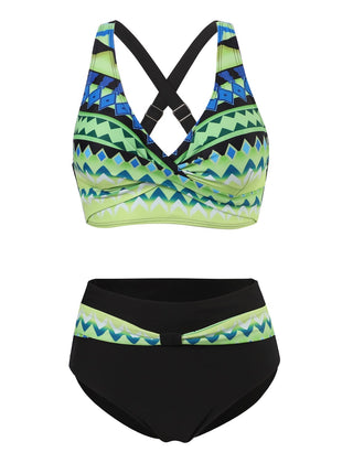 Bikini tendance à imprimé coloré avec haut de maintien Nia, vue de profil – Valloro Paris