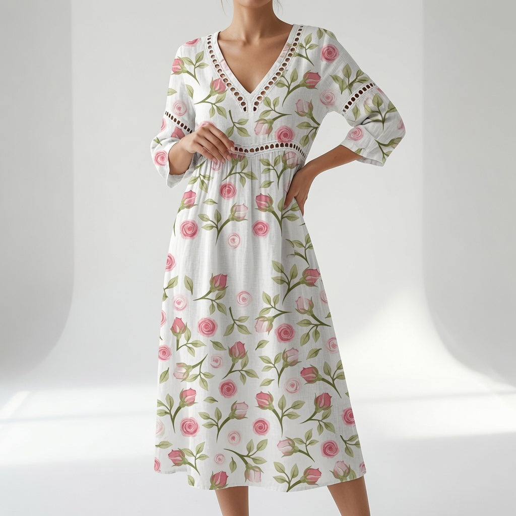 Maricella™ — Robe florale fluide élégance romantique