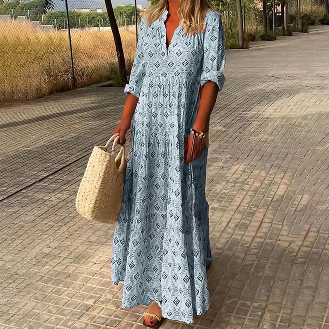 Robe boho intemporelle Louisa, vue de face – Valloro Paris