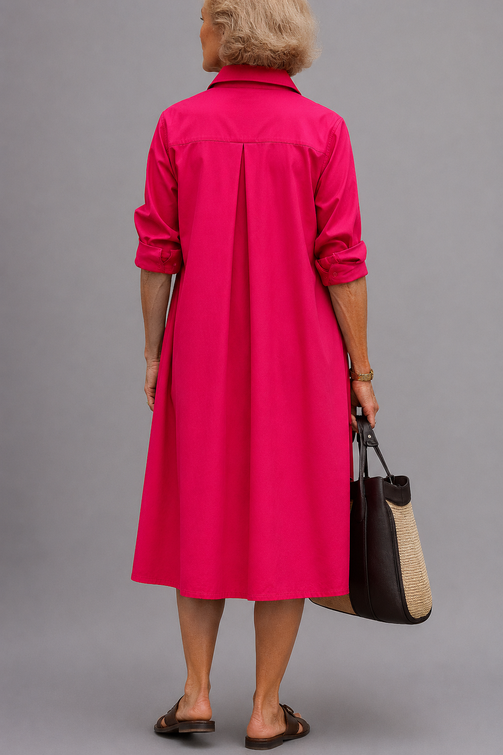 Robe midi sophistiquée Wilma, vue de dos – Valloro Paris