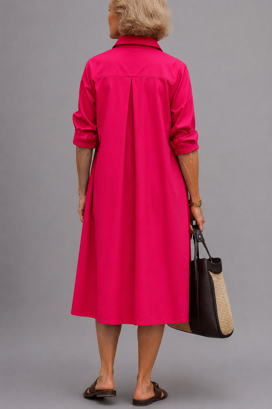 Robe midi sophistiquée Wilma, vue de dos – Valloro Paris