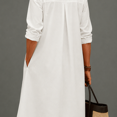 Robe midi élégante Sarah, vue de dos – Valloro Paris