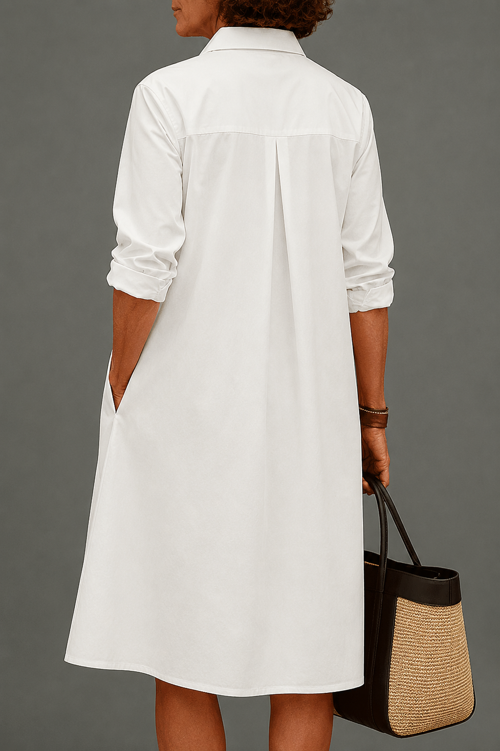 Robe midi élégante Sarah, vue de dos – Valloro Paris