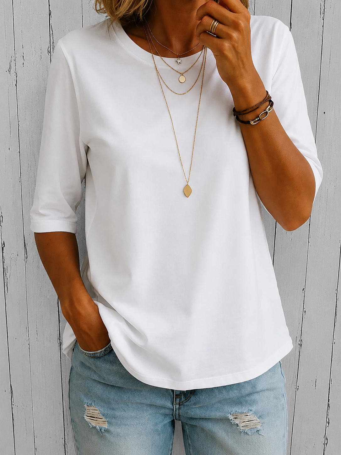 Nora | T-shirt confortable à manches trois-quarts
