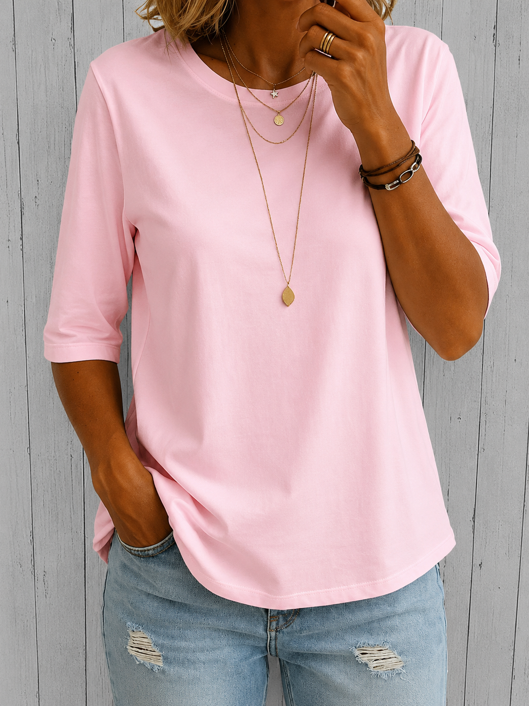 Nora | T-shirt confortable à manches trois-quarts