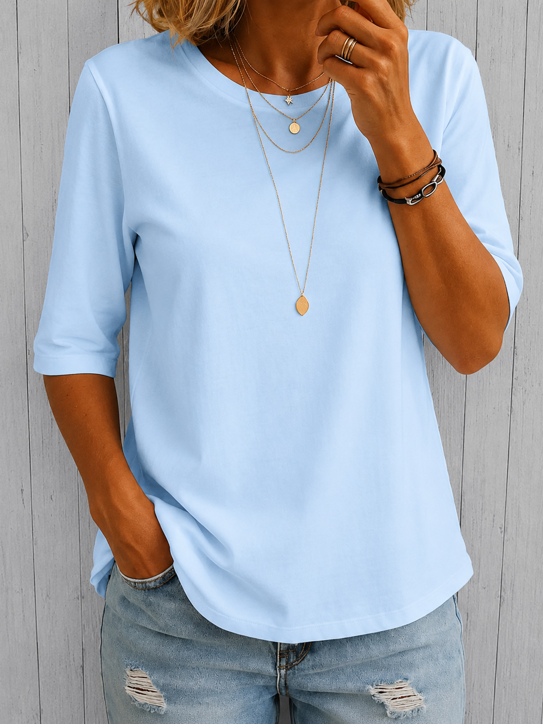 Nora | T-shirt confortable à manches trois-quarts