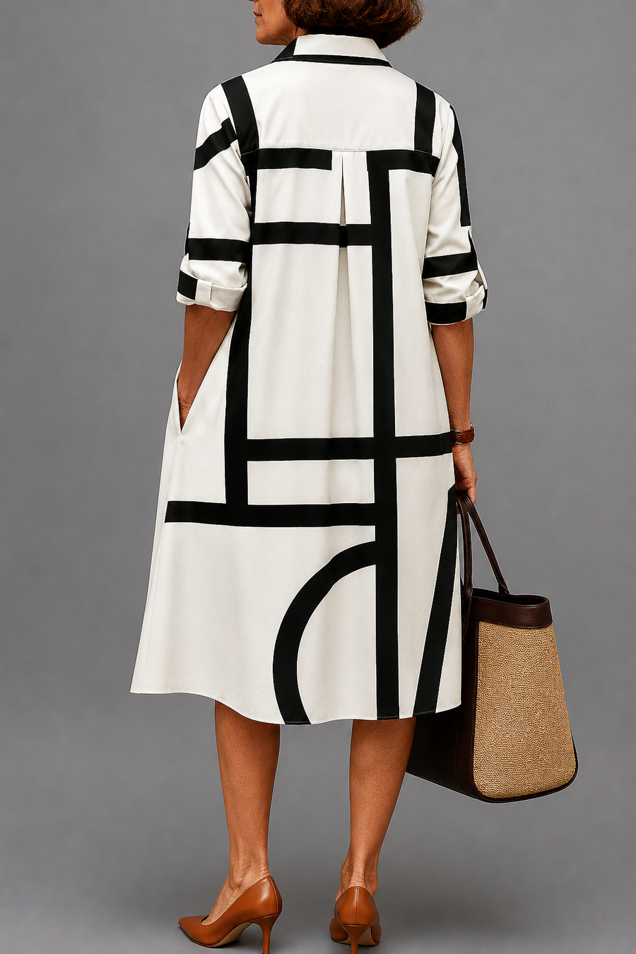 Robe midi chic Annette, vue de dos – Valloro Paris
