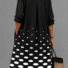 Robe midi sophistiquée Perle, vue de dos – Valloro Paris