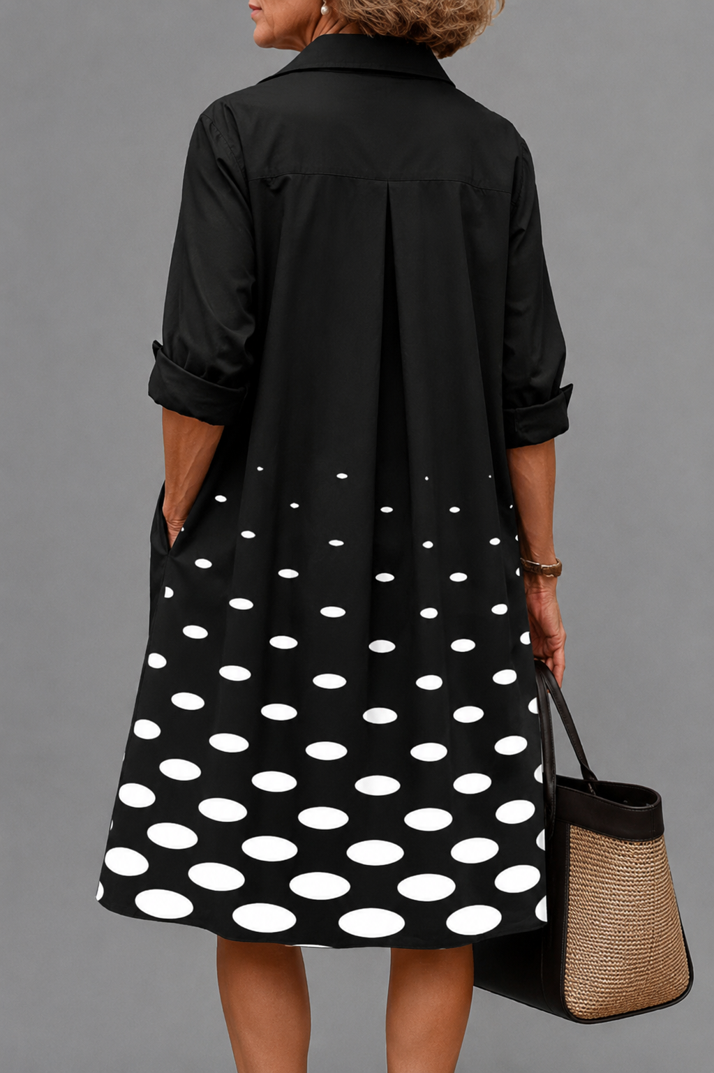 Robe midi sophistiquée Perle, vue de dos – Valloro Paris